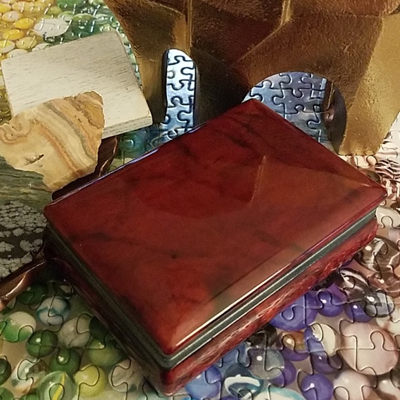 Jewelry - Genuine Alabaster Hand Carved Jewelry Box